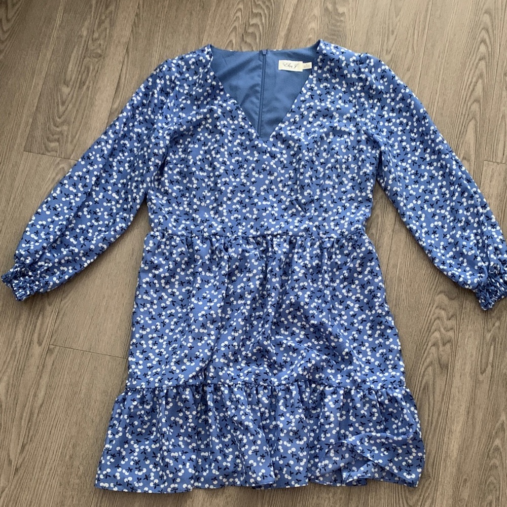 Eliza J Blue Floral Midi Dress